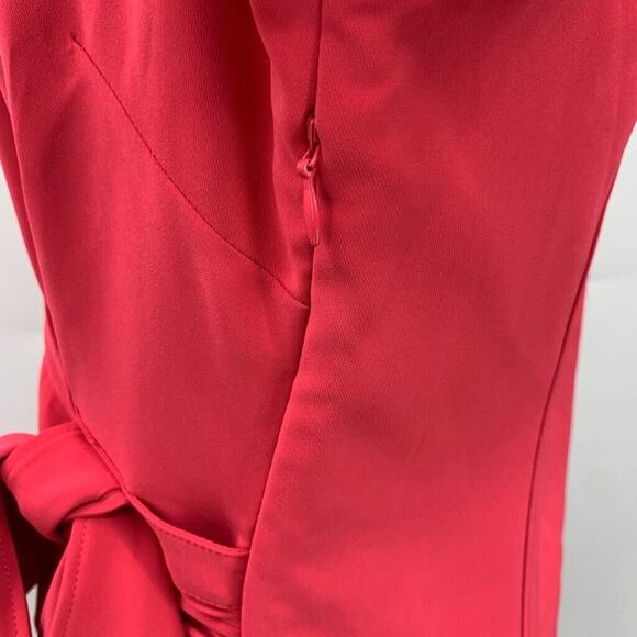 Elie Tahari Dress Womens 4 Strawberry Crepe Tie Waist Collared Side Zip Surplice - Picture 6 of 16